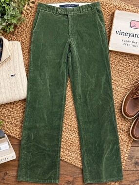 Vineyard Vines Men’s 32 Green Corduroy Pants Straight Leg 100% Cotton